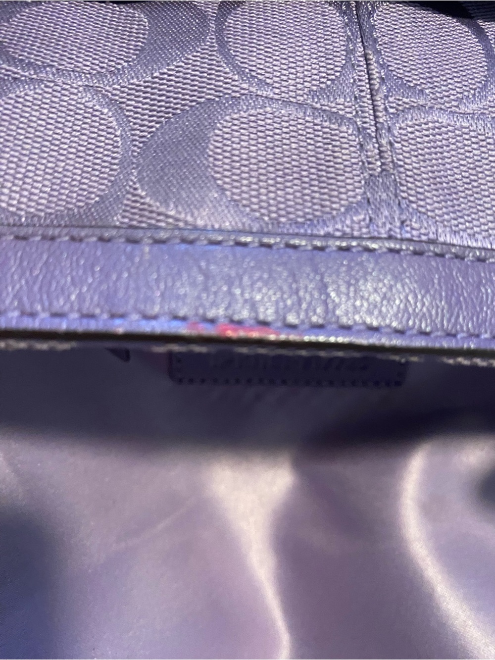 Coach F17725 Lavender Signature East West Tote Bag Leather Trim Silver Hardware - Picture 15 of 16